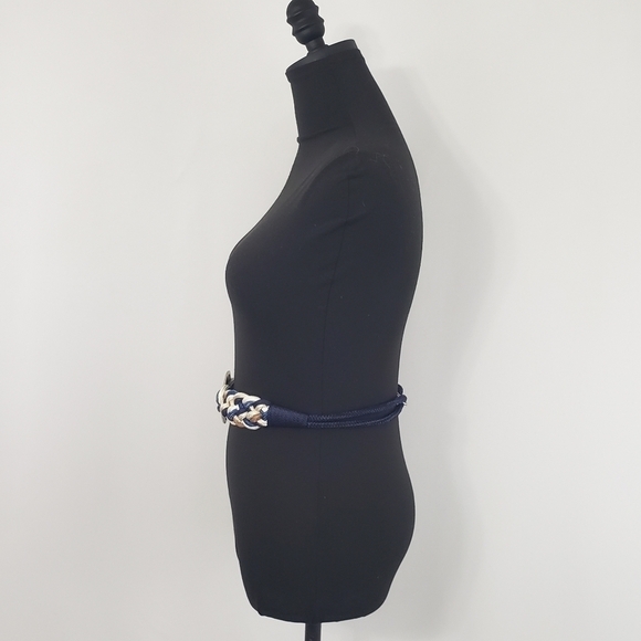 Vintage 80s Made in Taiwan Blue and White Belt size Small/Medium Retro - Picture 5 of 10